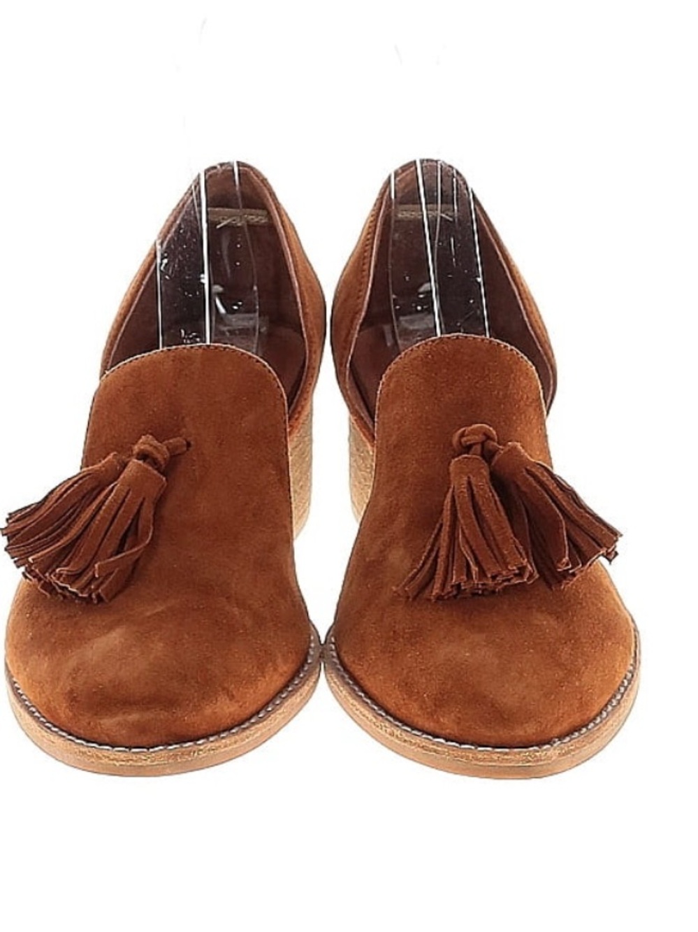 Jeffrey Campbell Suede Tassel Loafers in Rust Brown